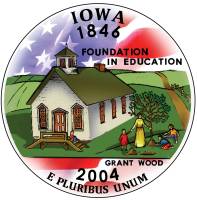 029d Монета США 2004 год 25 центов Айова  Вариант №2 Медь-Никель  COLOR. Цветная