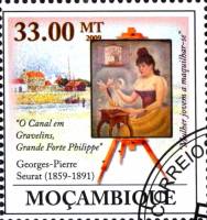 (№2009-3441) Марка Мозамбик 2009 год "150-летию GeorgesPierre Сера 18591891", Гашеная