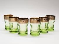 Стопки 6 шт цветное зелене стекло позолота толстое дно