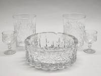 Набор на 2 персоны пепельница 2 стакана и 2 рюмки хрусталь СССР винтаж