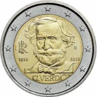 (012) Монета Италия 2013 год 2 евро "Джузеппе Верди"  Биметалл  VF
