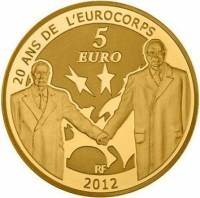 (№2012km1851) Монета Франция 2012 год 5 Euro (Франко-германской дружбы)