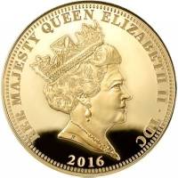 (№2016) Монета Тристан да Кунья 2016 год 5 Crowns (80-летию Спитфайр, первый полет - позолоченные)