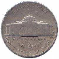 (1947s) Монета США 1947 год 5 центов   Томас Джефферсон  VF