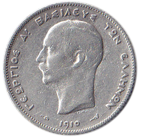() Монета Греция 1910 год   &quot;&quot;     VF