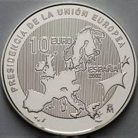 (2002) Монета Испания 2002 год 10 евро "Председательство в Евросоюзе"  Серебро Ag 925  PROOF