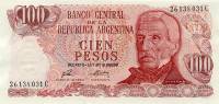 (,) Банкнота Аргентина 1975 год 100 песо "Хосе де Сан-Мартин" Decreto-Ley  UNC