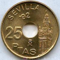 (№1992km904) Монета Испания 1992 год 25 Pesetas (Expoacute)