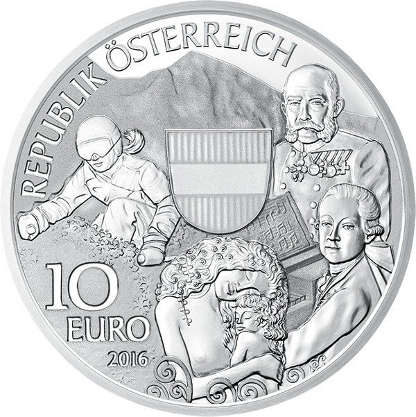 (029, Ag) Монета Австрия 2016 год 10 евро &quot;Австрия глазами детей&quot;  Серебро Ag 925  Буклет
