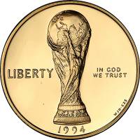 (1994w) Монета США 1994 год 5 долларов   Чемпионат мира по футболу  AU