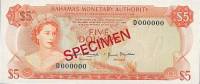 (№P-29s) Банкнота Багамские острова 1968 год 5 Dollars "Багамский доллар"