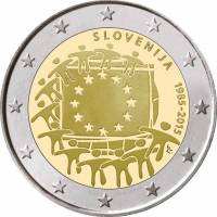 (009) Монета Словения 2015 год 2 евро "30 лет флагу Европы"  Биметалл  UNC