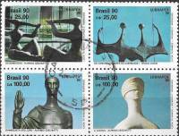 (№1990-2377) Лист марок Бразилия 1990 год "Разные скульптуры", Гашеный