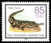 (1985-042) Марка Германия (ГДР) "Гавиаловый крокодил"    Охраняемые животные III O