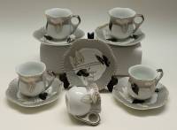 Кофейный пары 5 штук Yamasen Япония Цветы Калы белый черный серебряный чашки блюдца