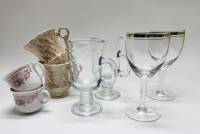 Чашки чайные кофейные фарфор 4 шт Кружки 2 ш Фужеры 2 шт стекло (набор 8 предметов)