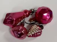 Набор ёлочных игрушек, "Ассорти", стекло, 4 шт., СССР (сост. на фото)