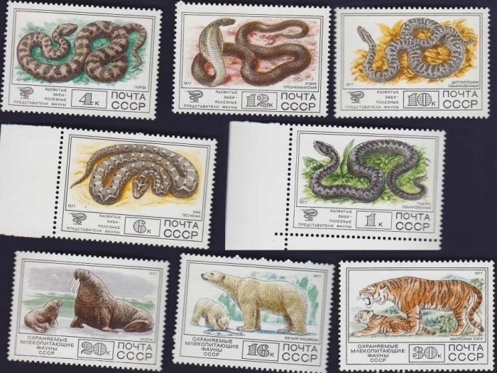 1977-099-106  Серия Набор марок (8 шт) СССР  Фауна III O