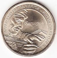 2017p Монета США 2017 год 1 доллар Вождь Секвойя  Сакагавея Латунь  UNC