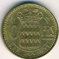 (№1950km130) Монета Монако 1950 год 10 Francs