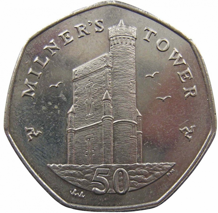 (2014) Монета Остров Мэн 2014 год 50 пенсов &quot;Башня Милнера&quot;  Медь-Никель  UNC
