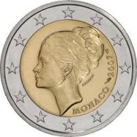 (001) Монета Монако 2007 год 2 евро "Грейс Келли. 25 лет со дня смерти"  Биметалл  UNC