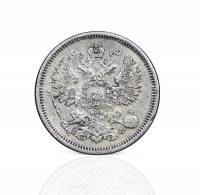 (1865, СПБ НФ) Монета Россия-Финдяндия 1865 год 20 копеек  Орел C, Ag750, 4.08г, Гурт пунктир Серебр