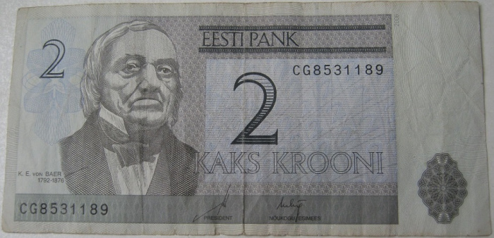 (2006) Банкнота Эстония 2006 год 2 кроны &quot;Карл Бэр&quot;   VF