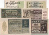 1920-23 6 штук Набор банкнот Германия Разные годы и номиналы    XF