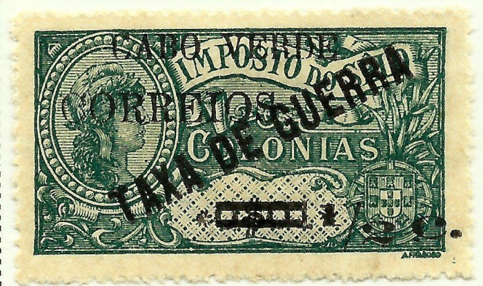 (№1921-171) Марка Кабо-Верде 1921 год &quot;Фискальные марки Африки laquoTAXA де GUERRAraquo с доплатой&quot;,