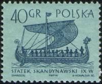 (1963-018) Марка Польша "Скандинавское судно"   Парусные суда II Θ