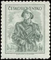 (1954-016) Марка Чехословакия "Солдат"   Стандартный выпуск. Профессии (2) II Θ