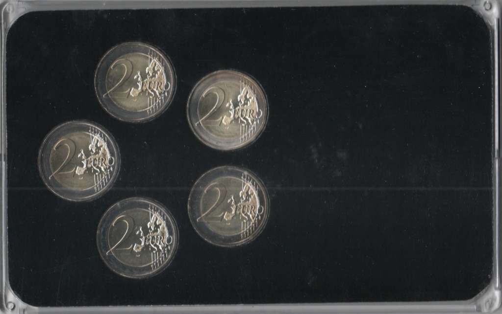 (2013, a d f g j, 5 монет по 2 евро) Набор монет Германия (ФРГ) 2013 год &quot;Франко-германский договор&quot;