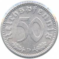 (1942d) Монета Германия (Рейх) 1942 год 50 пфеннингов   Алюминий  UNC