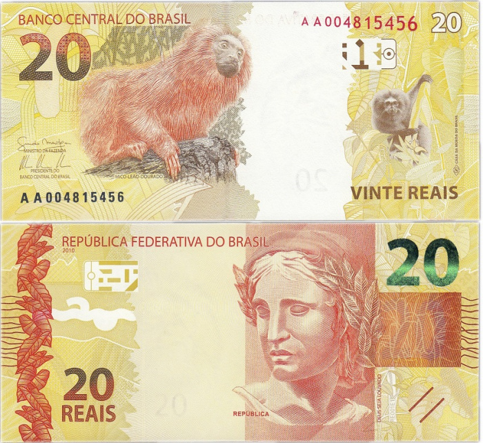 (2010) Банкнота Бразилия 2010 год 20 реалов &quot;Республика&quot;   UNC
