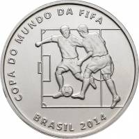 (2014) Монета Бразилия 2014 год 2 реала "Два игрока"  Медь-Никель  PROOF