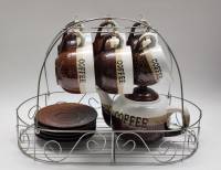 Кофейный чайный сервиз на 5 персон керамика кофейные пары чайник молочник подставка