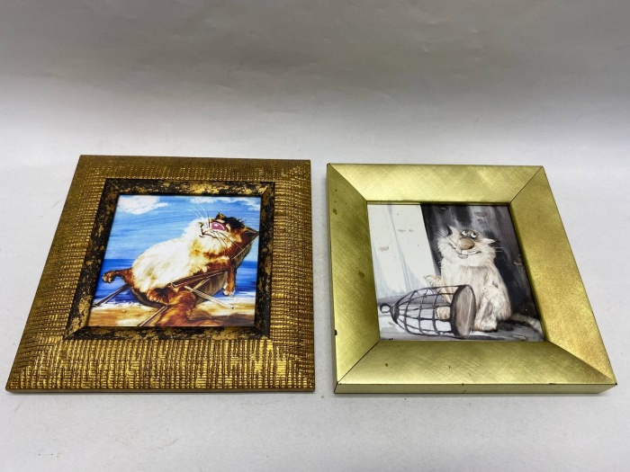 Картина кот, в раме, 2 шт
