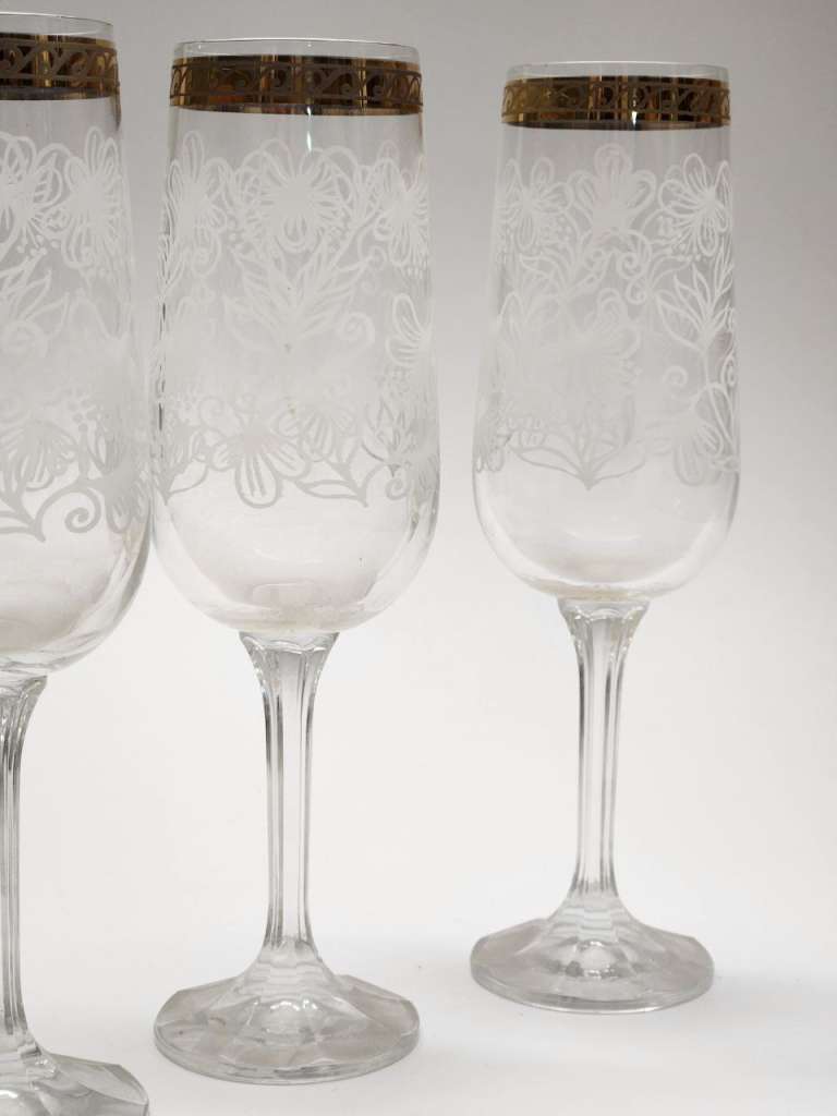 Бокалы хрустальные деколь позолота Богемия 6 шт