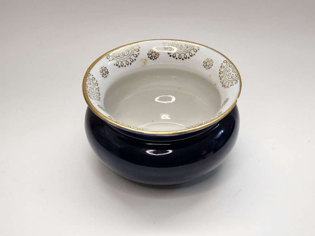 Ваза невысокая кобальт позолота Возрождение