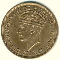 (1945) Монета Остров Джерси 1945 год 1/12 шиллинга "Георг VI"  Медь Медь  UNC