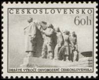 (1955-016) Марка Чехословакия "Памятник Сталину"    10-летие освобождения III Θ