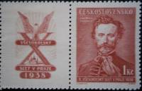 (1938-010a) Марка + купон Чехословакия "Й. Фюгнер (Красная)"    10-е Старославянских игр Сокол, Праг