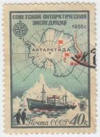 1956-102 Марка СССР Ледокол   Советская антарктическая экспедиция II Θ