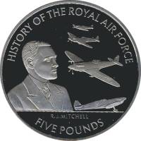 (2008) Монета Остров Джерси 2008 год 5 фунтов "Авиаконструктор Реджинальд Митчелл"  Медь-Никель  UNC