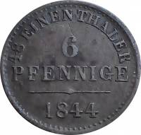 (№1843km198.1 (hannover)) Монета Германия (Германская Империя) 1843 год 6 Pfennig