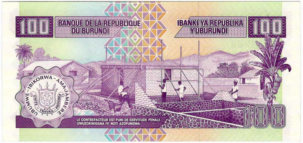 (2007) Банкнота Бурунди 2007 год 100 франков &quot;Луи Рвагасоре&quot;   UNC
