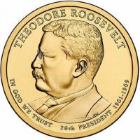 (26p) Монета США 2013 год 1 доллар "Теодор Рузвельт" 2013 год Латунь  UNC