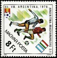 (1982-013) Марка Венгрия "Аргентина-Венгрия 1978"    ЧМ по футболу 1982 Испания II Θ