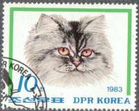 (1983-144) Марка Северная Корея "Кошка черно-серая"   Кошки III Θ